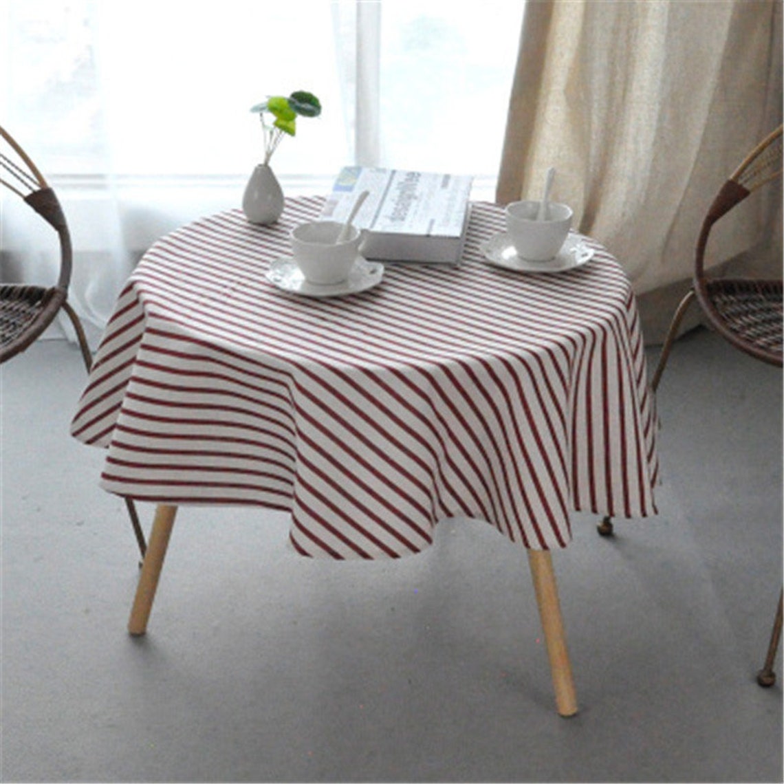 Modern Gray 150CM Round Table Cover Cotton Linen Tablecloths Etsy