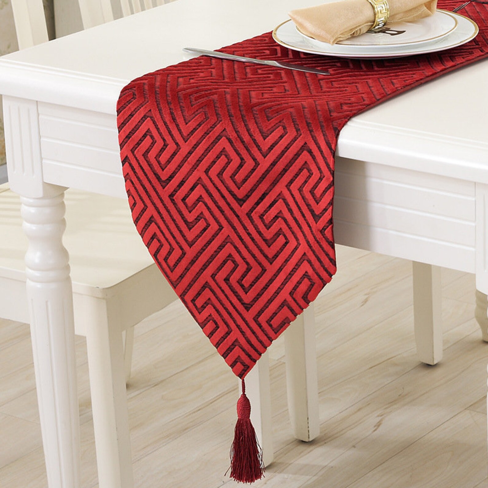 European Table Runner Cloth Hollow Geometric Luxury Upscale Etsy