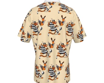 Tiger in Stripes and Jailbird Men's Hawaiian Shirt With Pocket