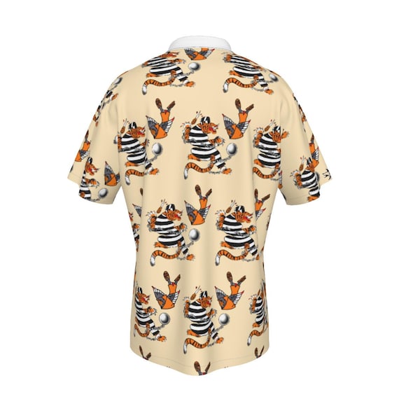 Camisa hawaiana con bolsillo para hombre con estampado de tigre a