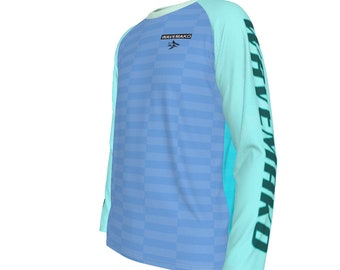 WAVEMAKO Logo Aqua tones Long Sleeve T-shirt With Raglan Sleeve