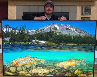 High County Cutthroats 37x60 framed gallery wrapped canvas (Print On Demand 1-2 weeks)