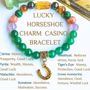 Lucky Horseshoe Charm Casino Bracelet, Money Maker Bracelet, Good Luck and Fortune Bracelet, Positive Energy Bracelet, Gift for Him, Her