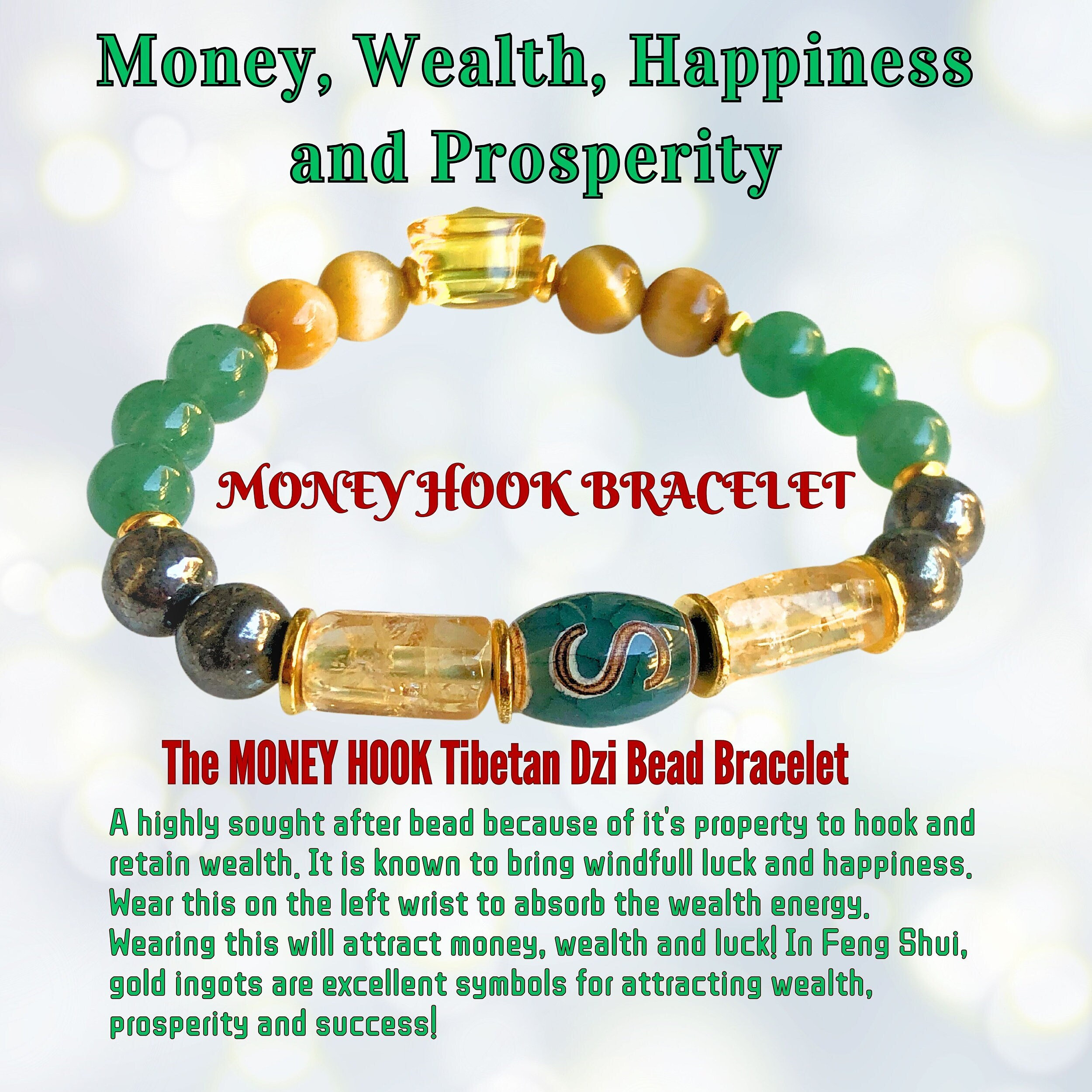 Tibetan Dzi Money Hook Bracelet Wealth Prosperity Abundance
