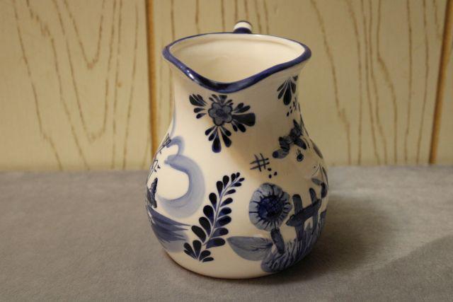 Blue Delft Deco Handpainted Blue & White Pitcher With Cow and Windmill ...