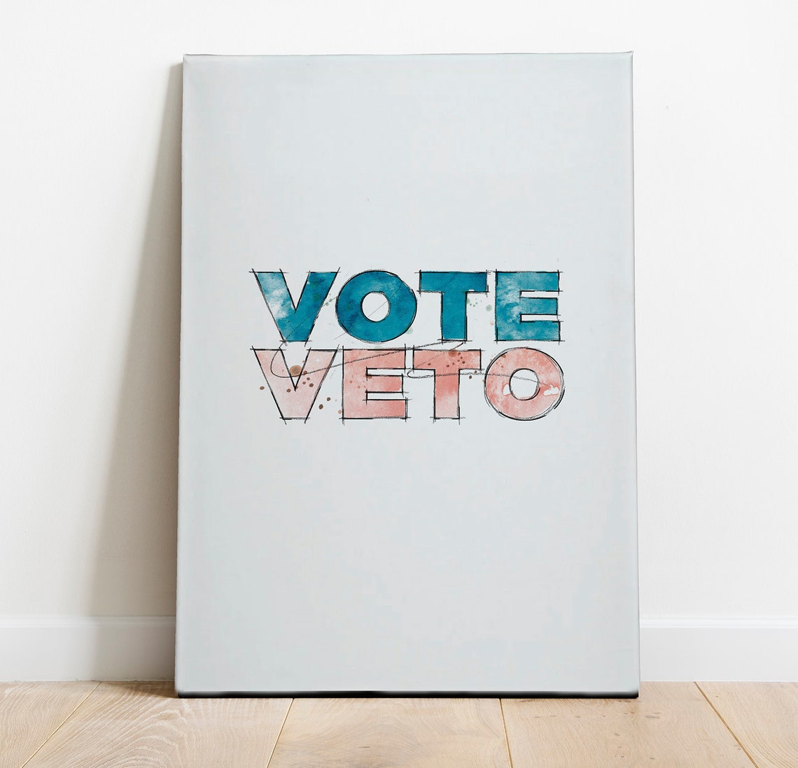 Vote Veto Art Print Typography Illustration Feminist Etsy