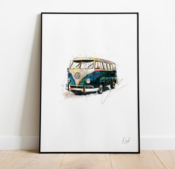 Classic VW Camper Van Art Print Surf 