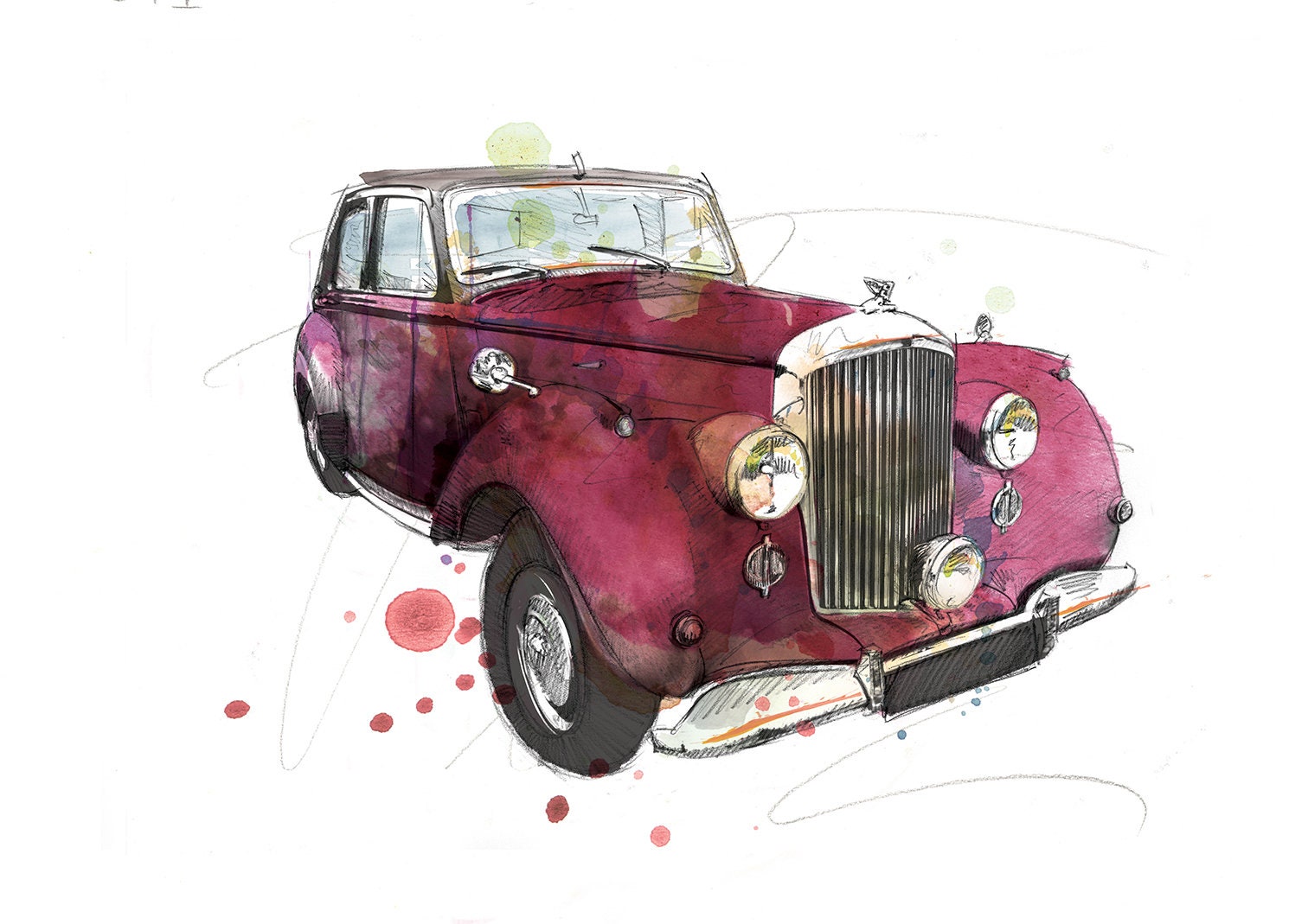 Classic Bentley R-Type Art Print Classic Car Vintage Car | Etsy