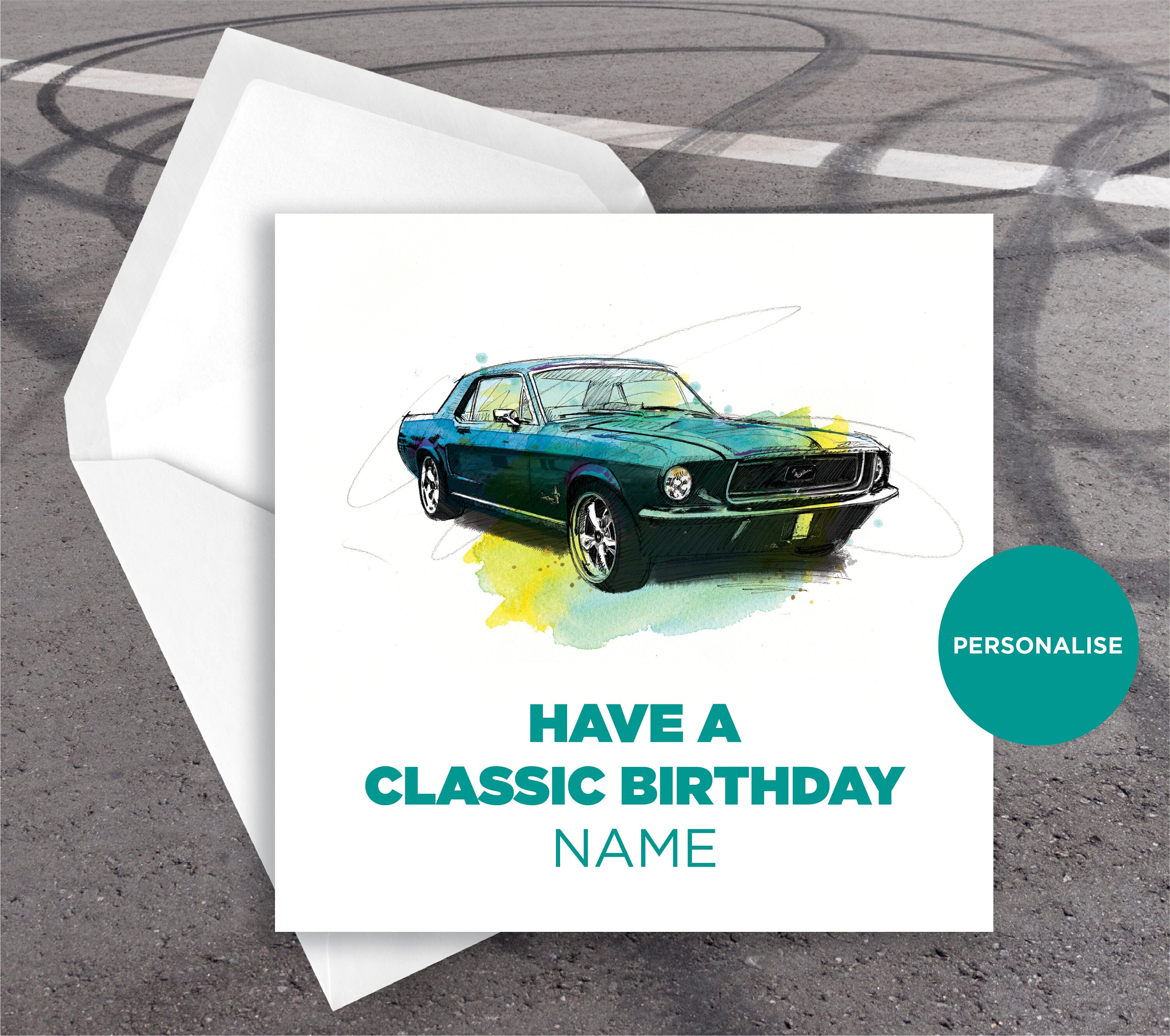 Ford Mustang Geburtstagskarte Oldtimer Geburtstagskarte | Etsy