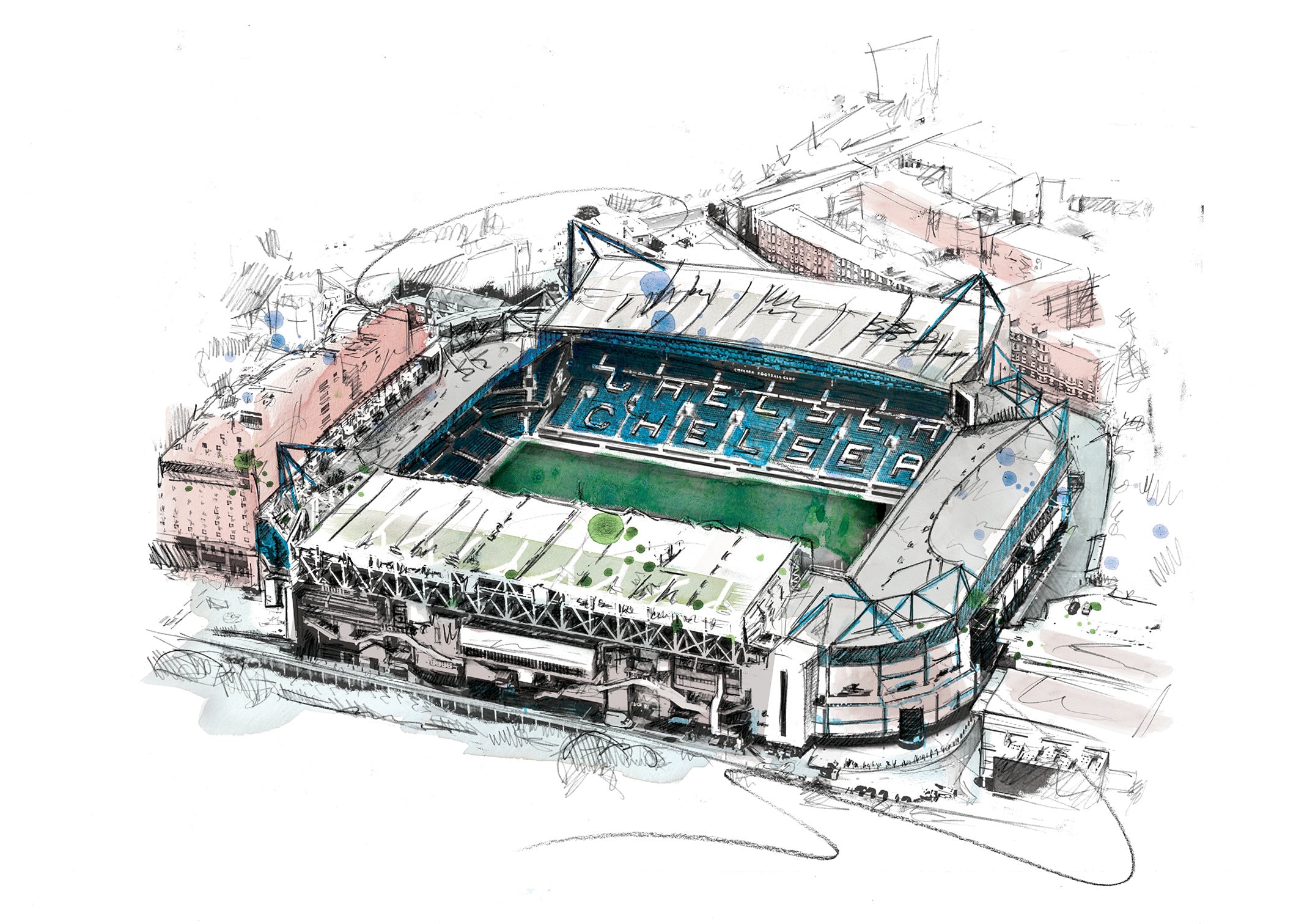 Chelsea Stamford Bridge Football Ground Art Print Etsy