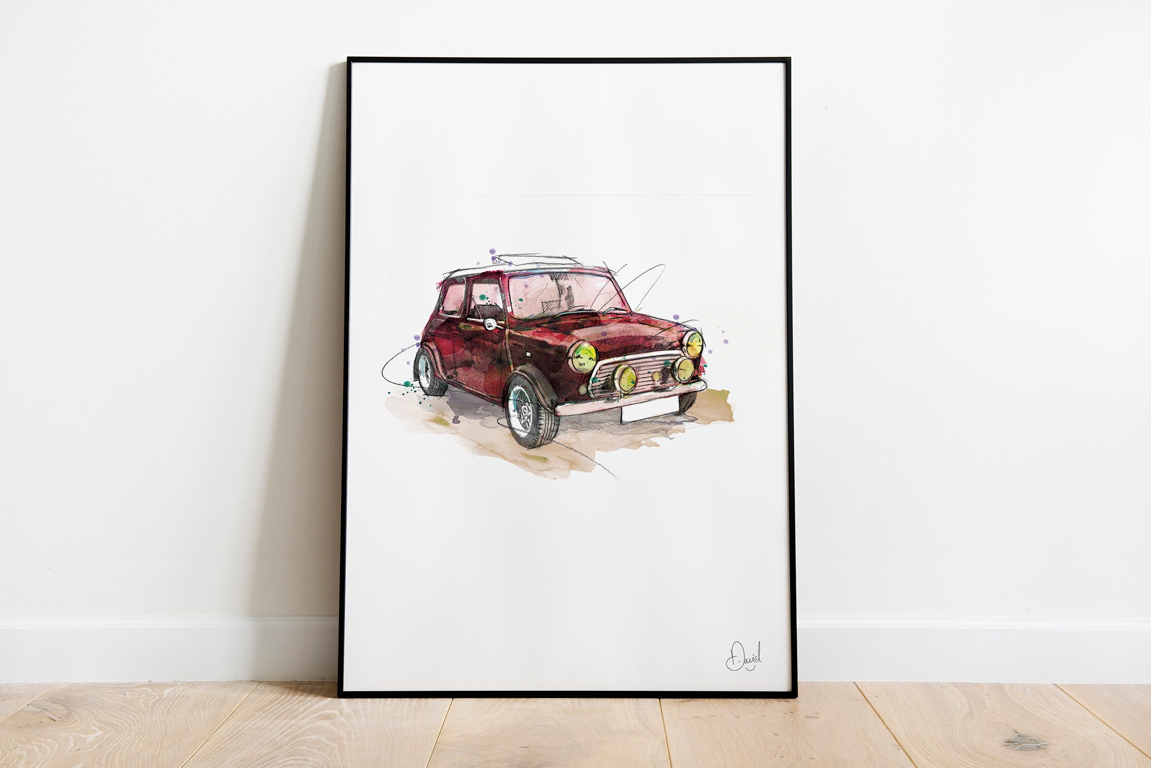 Classic Mini Cooper Art Print Mini Illustration Mini | Etsy