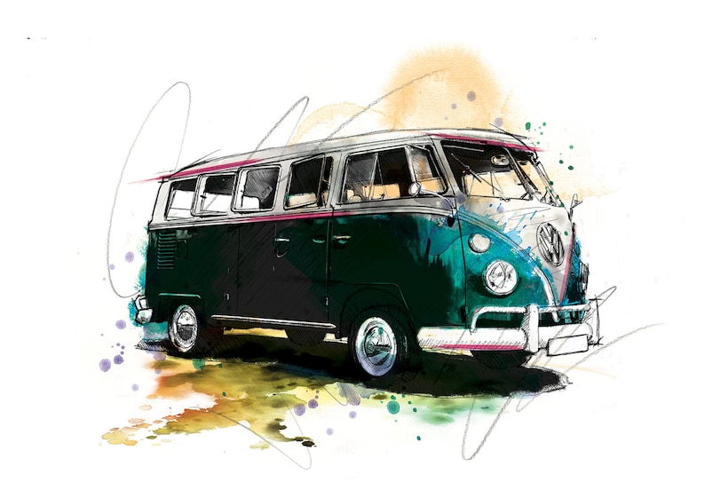 VW Camper Van Art Print Giclee Print VW Camper Van Surf Etsy VW Camper Van Art Print Giclee Print VW Camper Van Surf Etsy