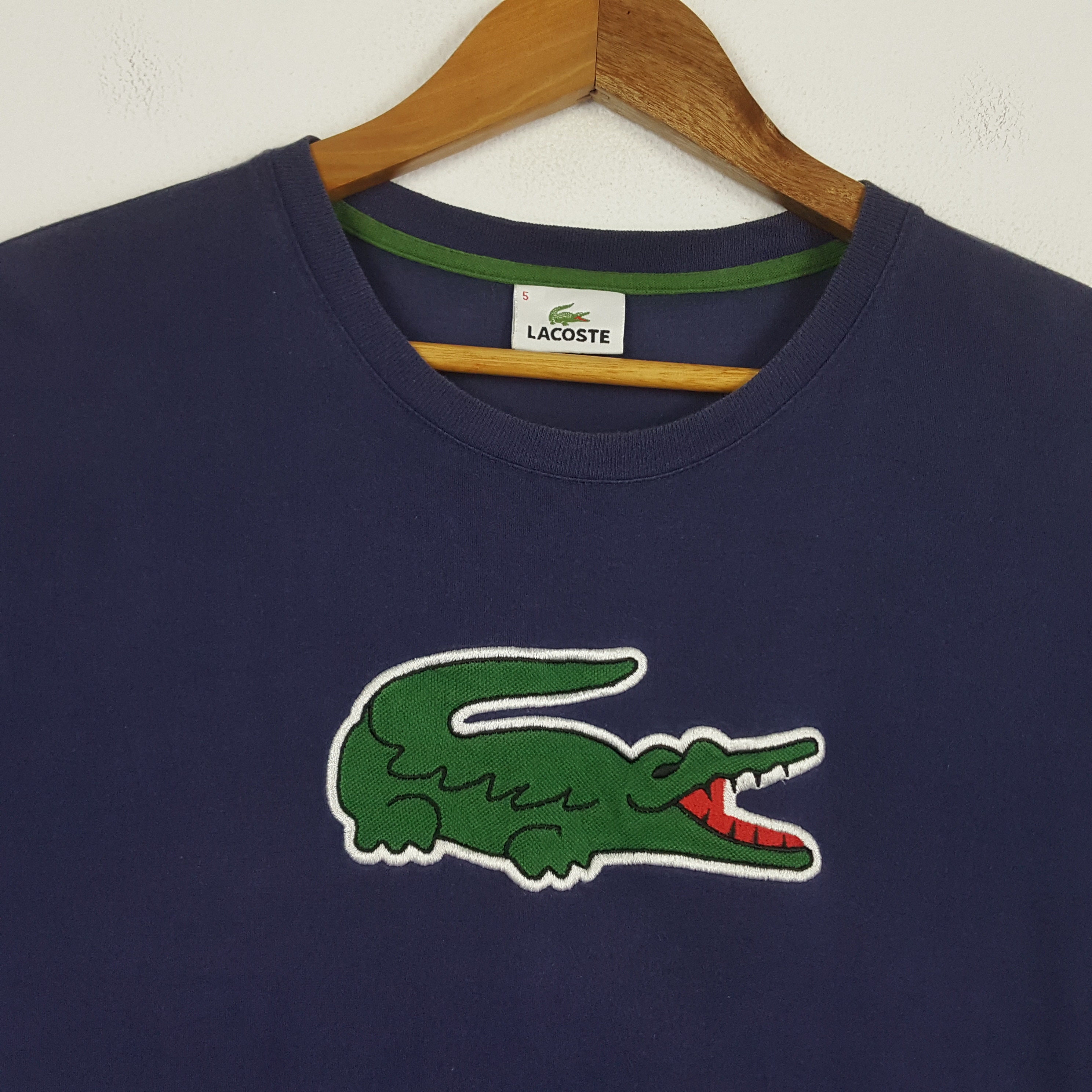 Vintage LACOSTE Big Logo Design Blue Rounet T-shirt - Etsy