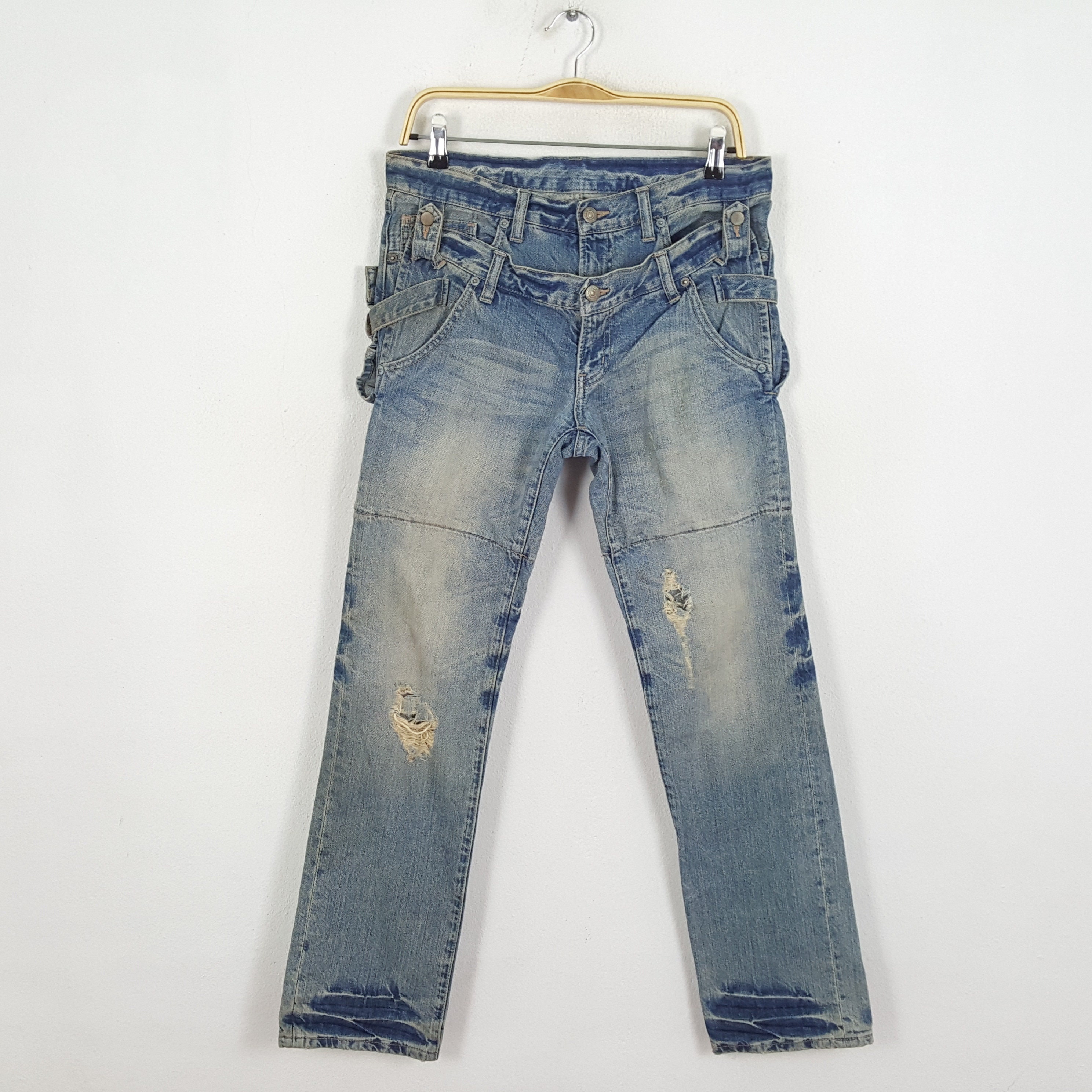 Vintage PPFM Japanese Brand Distressed Double Waist Jeans - Etsy
