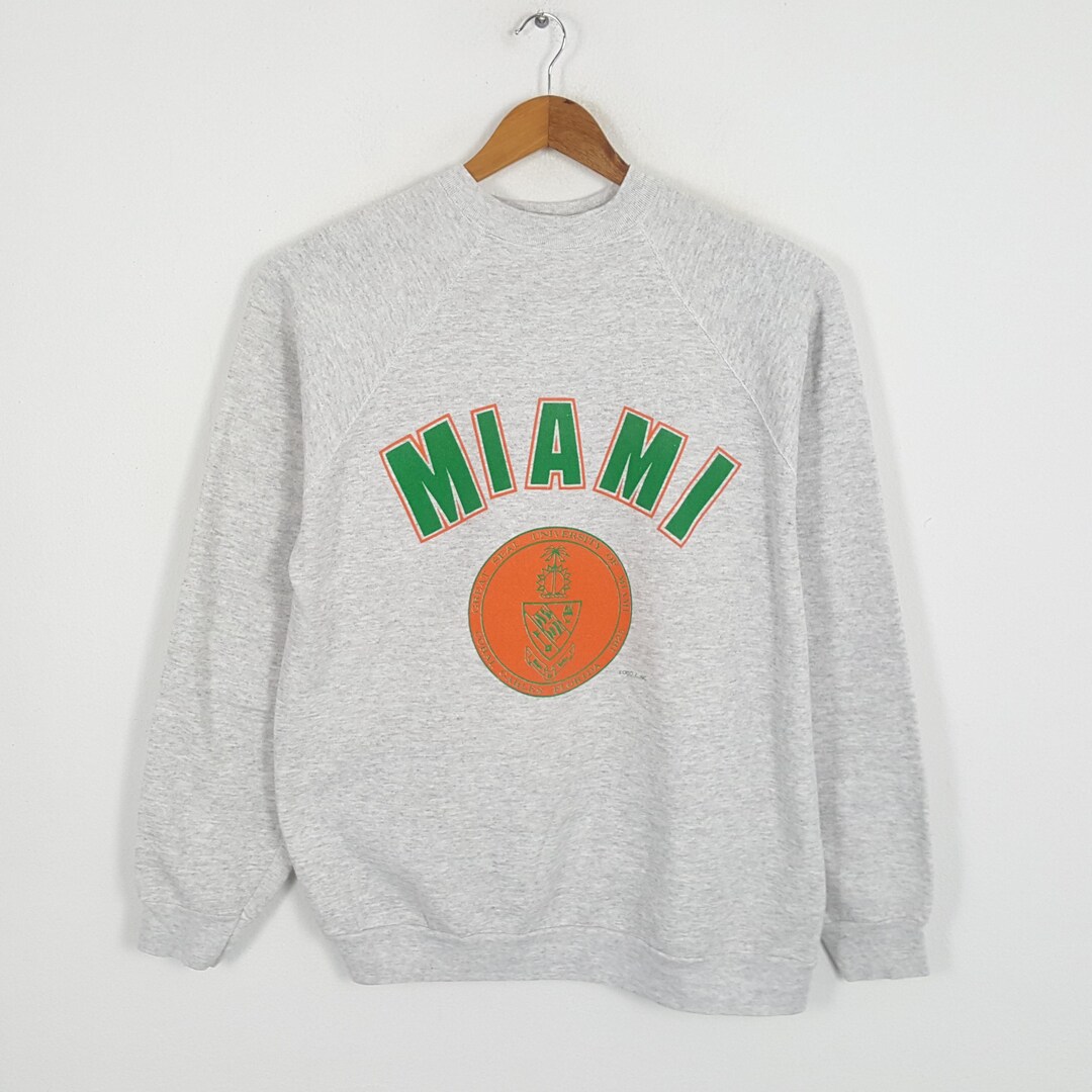 Vintage 90's UNIVERSITY OF MIAMI Promotion Streetwear Style Sweatshirts ...