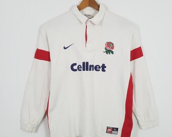 Vintage ENGLAND NIKE Rugby Team Polos Jersey