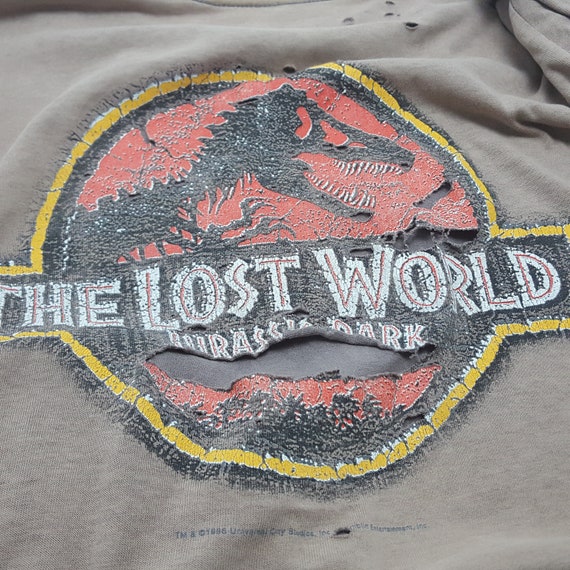 Jurassic Park Classic Retro Red Distressed Logo T-Shirt - Officiellement Licencié