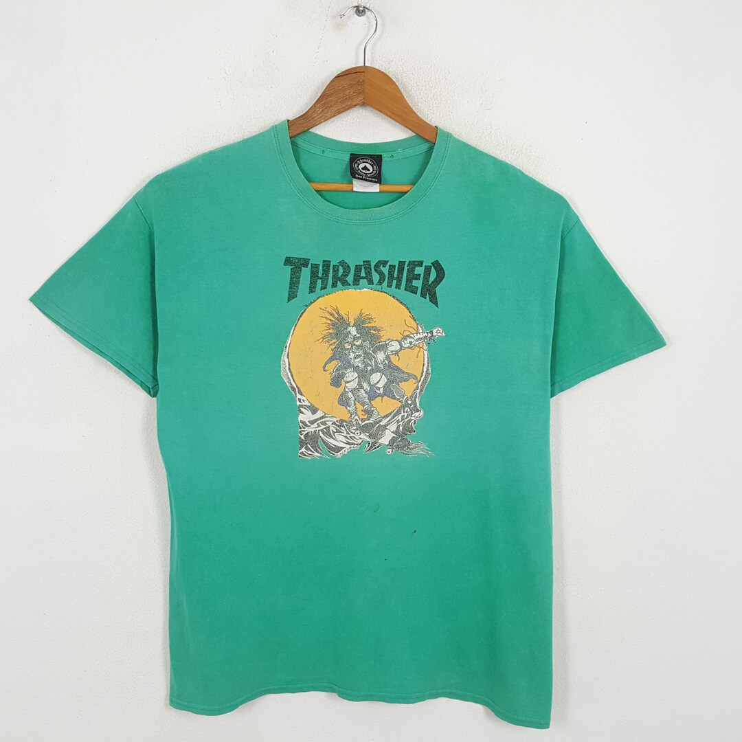 T-shirt Vintage Thrasher Skateboard - Logo Cravate Coloré - Taille M - Occasion Très Bon état