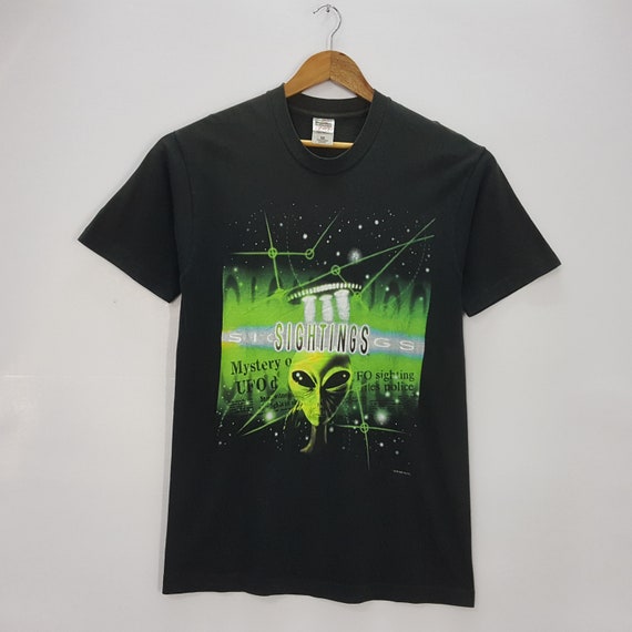 Vintage 90's Alien Sightings Movie Nice Design t-s