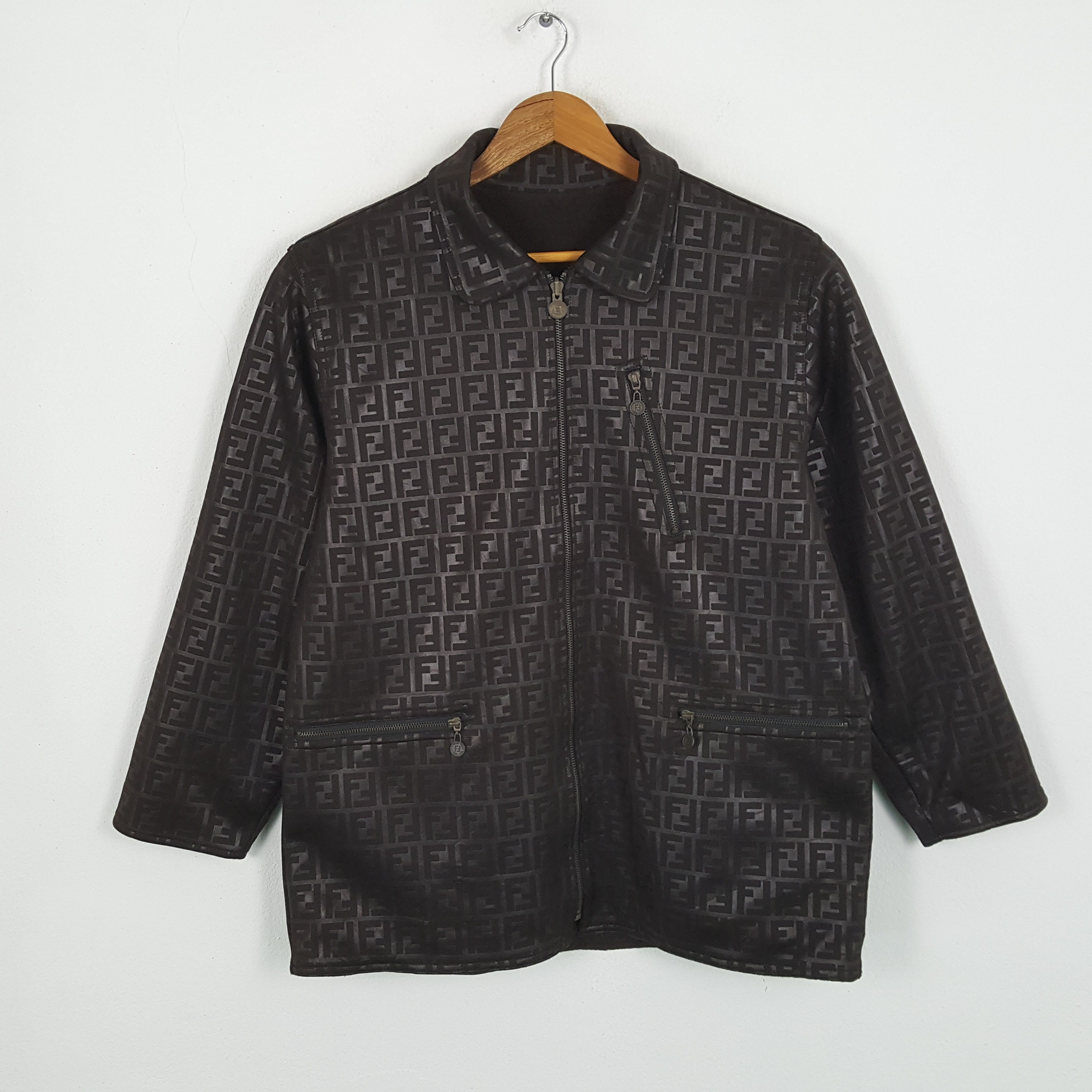 Vintage FENDI Italian Brand Reversible Monogram Style Jacket 