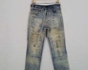 Vintage SATISFY PRIVATE BRAND Patchwork Jeans im Punk-Stil