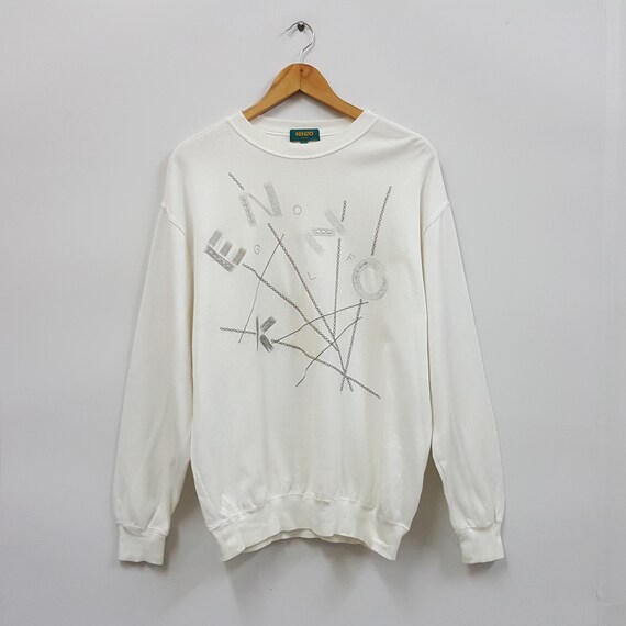 Vintage KENZO sudadera blanca de diseño bonito hecha en Japón | Etsy México