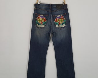 Vintage ED HARDY von Christian Audigier Modemarke Tiger Dragon Design Jeans