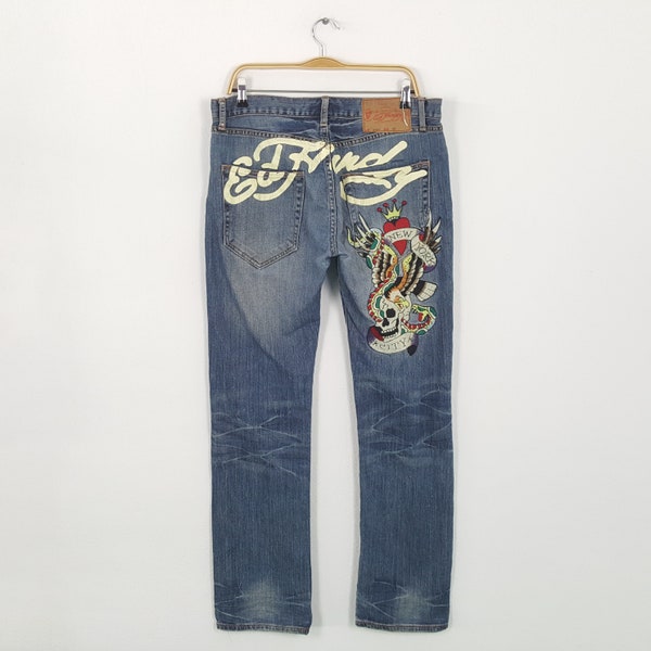 Vintage Ed-Hardy Christian Audigier Embroidery Design Jean