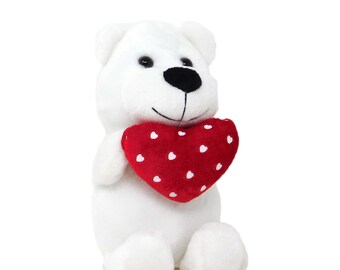 Bear Holding Heart 7 Inches tall Stuffed Animal for any Occasion such as Valentine's Day