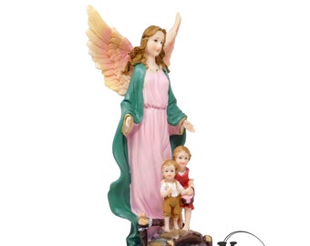 Guardian Angel Resin Statue - Angel de la Guarda, 12 Inch Catholic Figurine by moicla