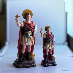 Saint Expedito Resin Statue - Catolic Figureine, 8&quot; - 12&quot; Available | San Expedito, Figura Catolica - Estatua de Resina