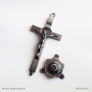 Saint Benedict Crucifix with Stand - 8 Inch Catholic Cross. Crucifijo San Benito, Cruz Catolica con Base