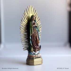 Our Lady of Guadalupe Resin Statue – 8 Inch Catholic Figurine. Virgen de Guadalupe Estatua de Resina - Figura de 8 Pulgadas