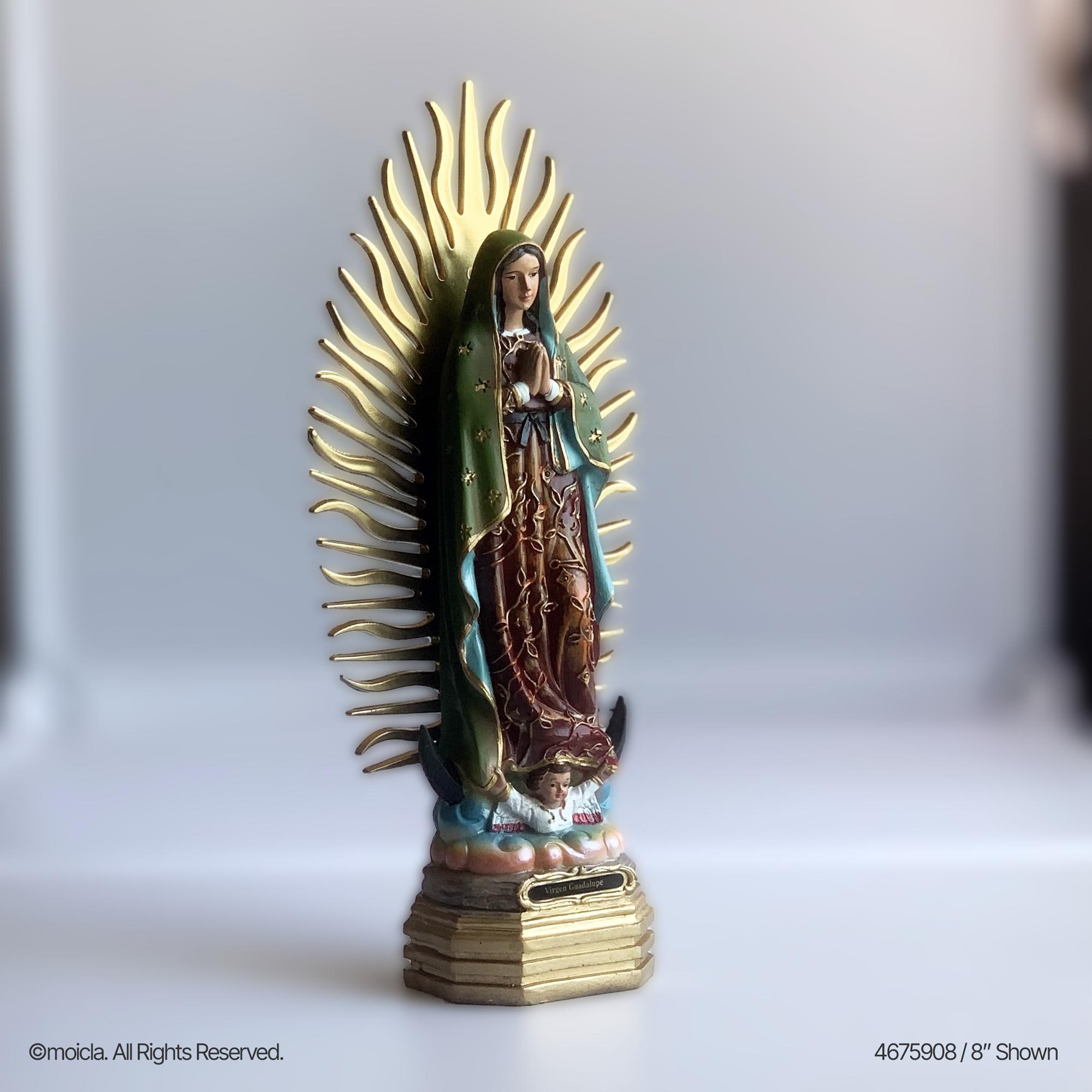 Our Lady of Guadalupe Resin Statue – 8 Inch Catholic Figurine. Virgen de Guadalupe Estatua de Resina - Figura de 8 Pulgadas
