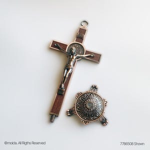 Saint Benedict Crucifix with Stand - 8&quot; Catholic Cross | Crucifijo San Benito, Cruz Catolica con Base