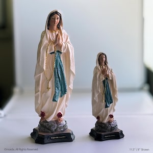 Our Lady of Lourdes Resin Statue - Catholic Figurine Sizes 8&quot;-12&quot; Available | Virgen de Lourdes, Figura Catolica- Estatua de Resina