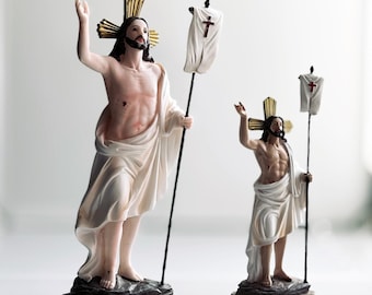 Estatua de resina de Jesús Resucitado - Figura católica, tamaños disponibles de 8" a 12" / Jesus Resucitado