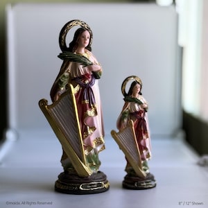 Santa Cecilia Resin Statue - Catholic Figurine, Available in 8&quot; and 12&quot; | Santa Cecilia, Figura Catolica
