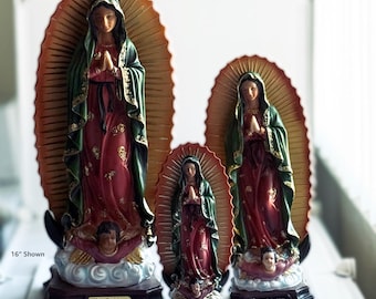 Our Lady of Guadalupe Resin Statue - Catholic Figurine Size 8", 11.5" and 16" | Virgen Guadalupe, Figura Catolica - Estatua de Resina