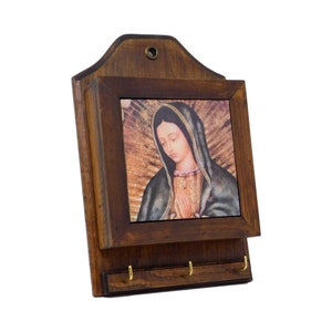 Our Lady of Guadalupe Handcrafted wooden Key Holder Size 10 Inches