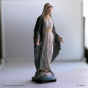 Our Lady of Grace Resin Statue – 12″ Catholic Figurine - Estatua Virgen Milagrosa, Figura Catolica 12&quot; Resina
