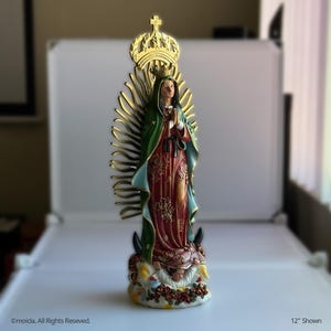 Our Lady of Guadalupe Resin Statue - 12&quot; Catholic Figurine. Estatua Virgen de Guadalupe, Figura Catolica