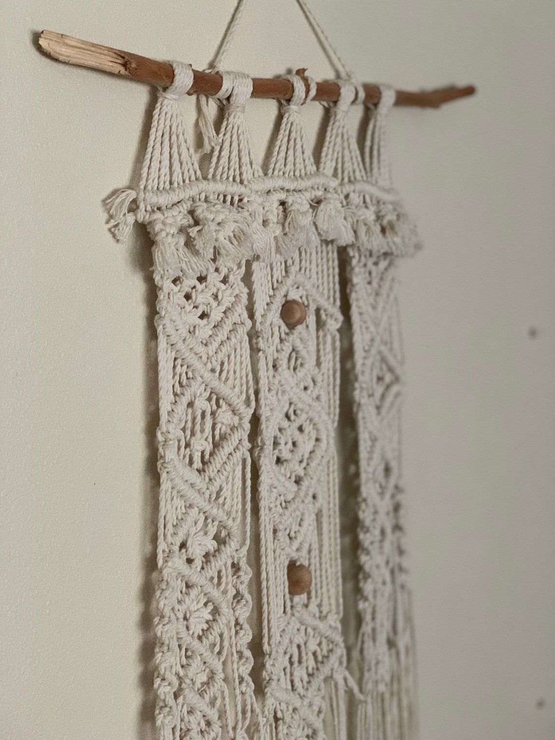 Macramé Wall Hanging Natural Beads Etsy