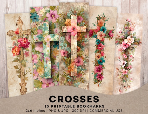Crosses Bookmarks, 15 PNG Printable Bible Bookmarks, Prayer, Blessing, Grace, Faithful, Reading Lover, Digital Bookmarks, Instant download