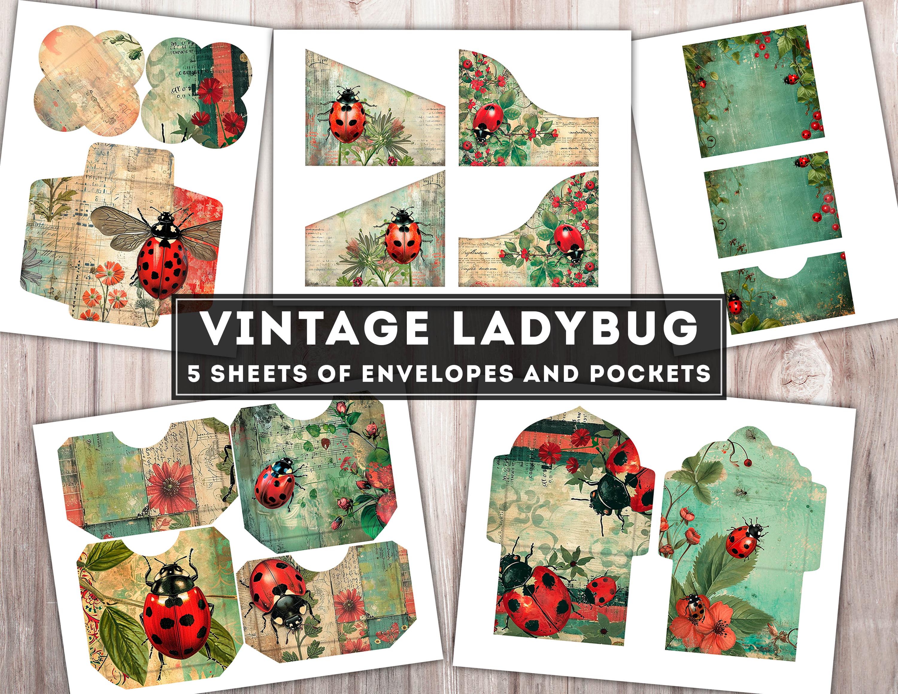 Ladybug Vintage Junk Journal Kit, Digital Printable Project, Paper ...