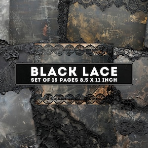 Black Lace Digital Paper: Junk Journal Ephemera (Digital Download)