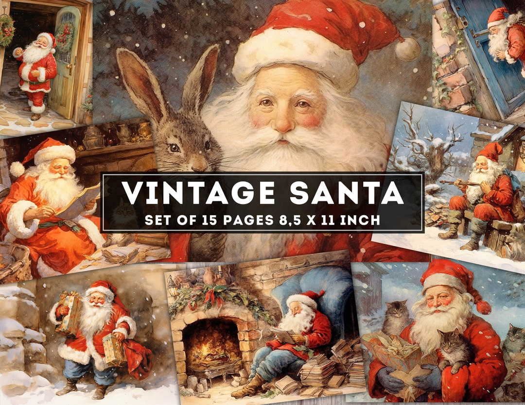 Vintage Santa Claus Junk Journal Kit: Christmas Digital Paper (PDF ...