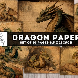 Dragons Paper kit, Dragon Printables, Dragons Junk Journal, Dragon Sketch pages, Digital Paper, Collage Sheet, Instant Download