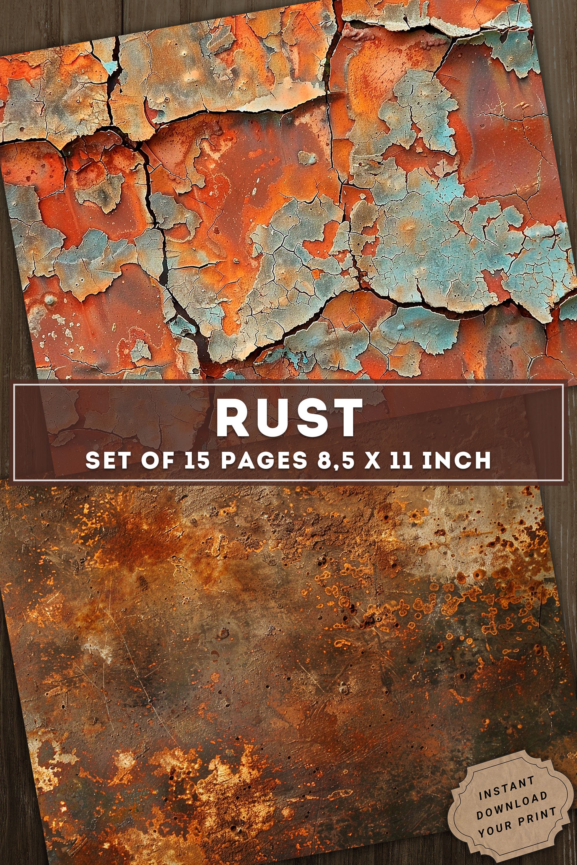 Rust Rivo Paper Rust Digital Paper, Texture Steampunk Paper, Junk Journal Kit, Digital ...