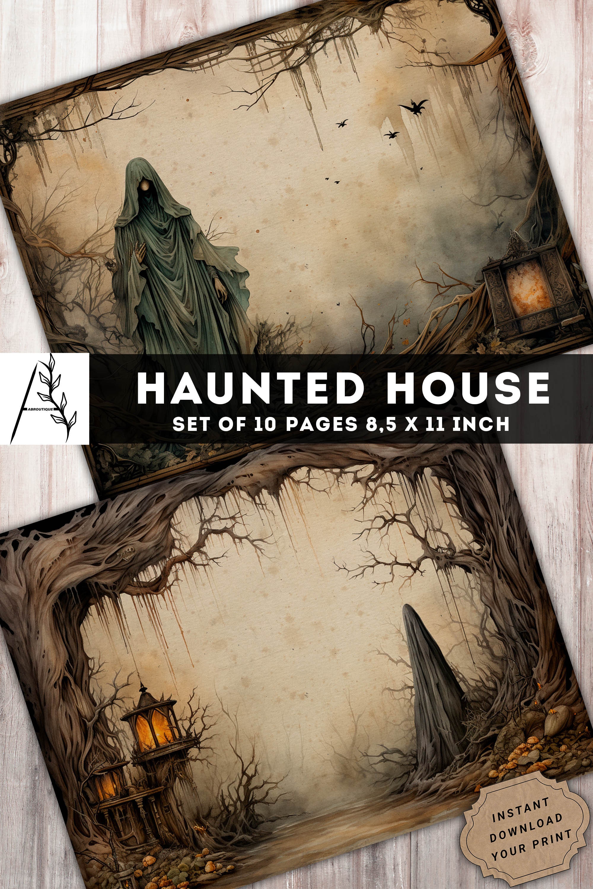 Haunted House Junk Journal Kit, Halloween Digital Paper, Junk Journal ...